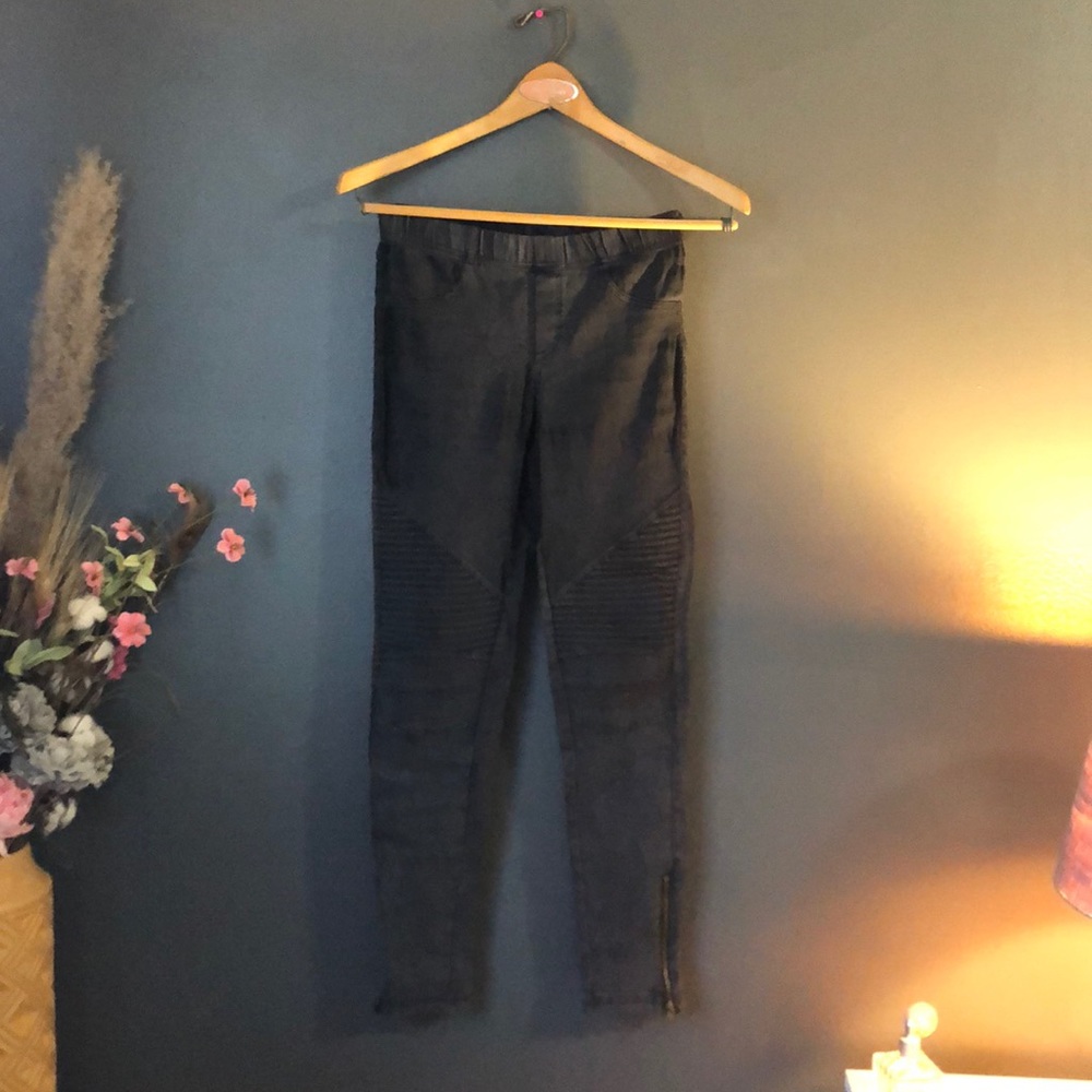Beulah Moto Jeggings Zip Leg Dark Gray Size Small